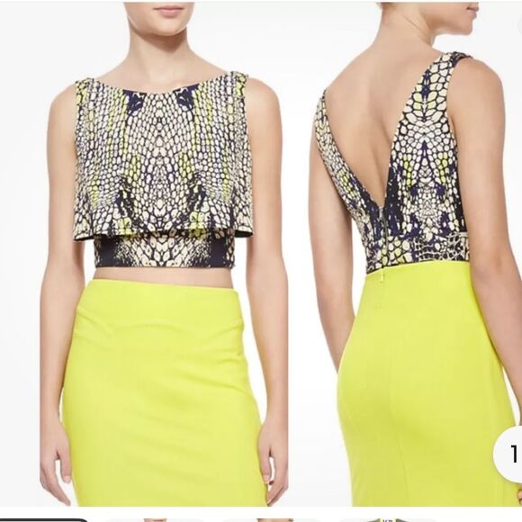 McQ by Iconic ALEXANDER MCQUEEN Luxury Chic Crocodile Print Layered Crop Top S - Picture 3 of 15